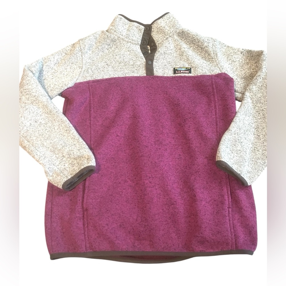 L.L. Bean Kids' XL Heathered Purple and Gray Sweater Fleece Pullover